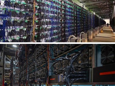 Sprawling BITMAIN Mining Farm in Inner Mongolia with rows of Antminer rigs