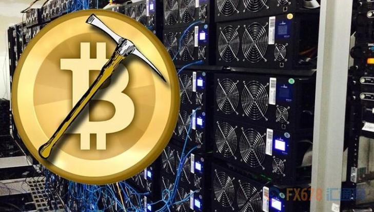 A modern mining farm with rows of servers.